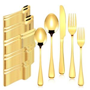 Gold Silverware Stainless steel gold color flatware (25 pcs - 5 settings)
